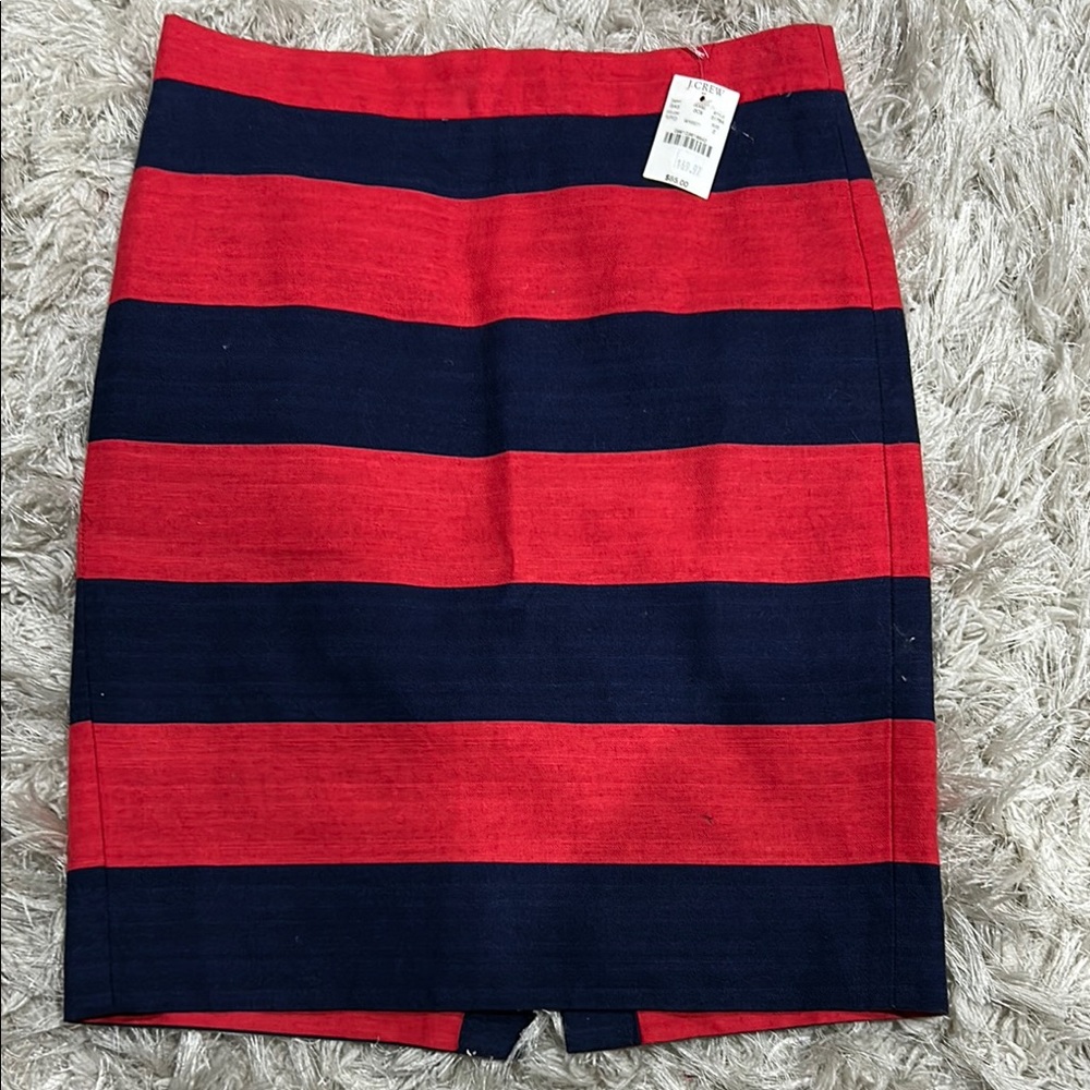 J.Crew Vibrant Red and Blue Mini Pencil Skirt for Work NWT - some imperfections